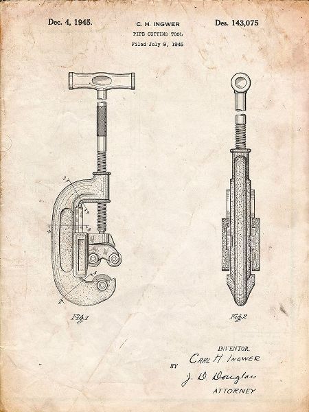 Borders, Cole 아티스트의 PP986-Vintage Parchment Pipe Cutting Tool Patent Poster작품입니다.