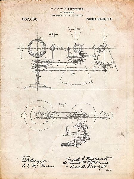 Borders, Cole 아티스트의 PP988-Vintage Parchment Planetarium 1909 Patent Poster작품입니다.