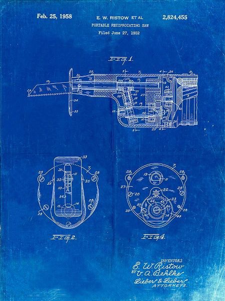 Borders, Cole 아티스트의 PP996-Faded Blueprint Portable Reciprocating Saw Poster작품입니다.