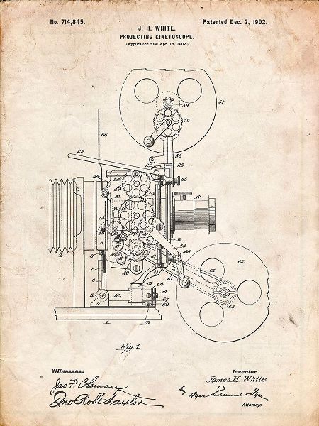 Borders, Cole 아티스트의 PP1000-Vintage Parchment Projecting Kinetoscope Patent Poster작품입니다.