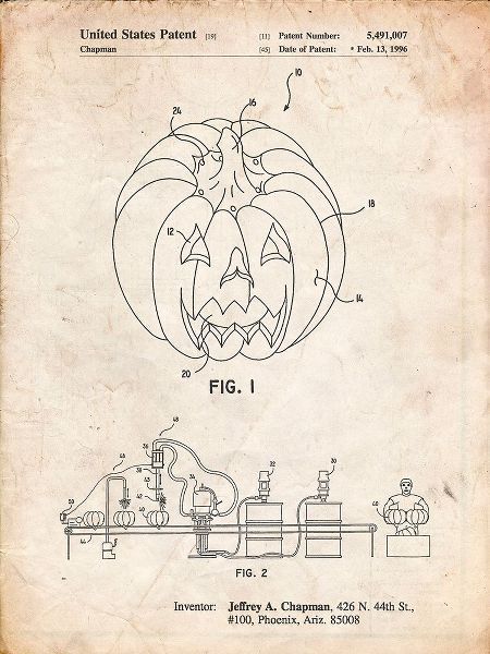 Borders, Cole 아티스트의 PP1003-Vintage Parchment Pumpkin Patent Poster작품입니다.