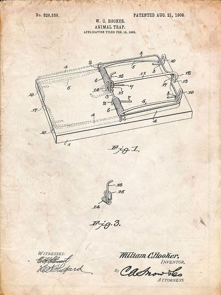 Borders, Cole 아티스트의 PP1007-Vintage Parchment Rat Trap Patent Print작품입니다.