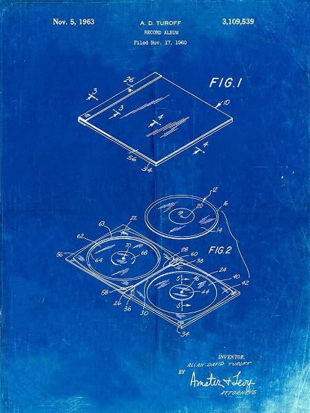 Borders, Cole 아티스트의 PP1008-Faded Blueprint Record Album Patent Poster작품입니다.