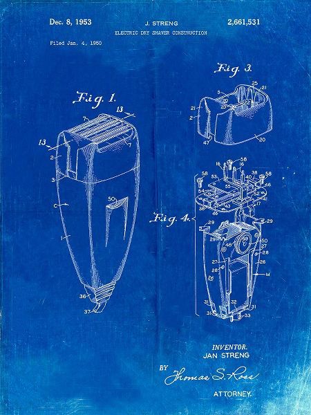 Borders, Cole 아티스트의 PP1011-Faded Blueprint Remington Electric Shaver Patent Poster작품입니다.