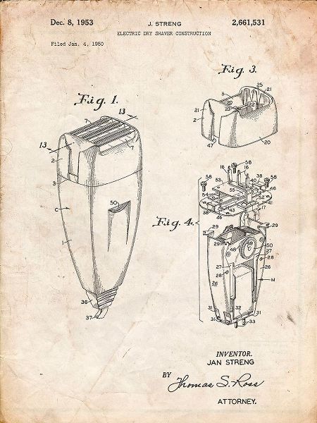 Borders, Cole 아티스트의 PP1011-Vintage Parchment Remington Electric Shaver Patent Poster작품입니다.