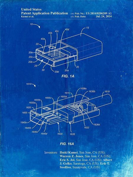 Borders, Cole 아티스트의 PP1013-Faded Blueprint Reversible USB Patent Poster작품입니다.
