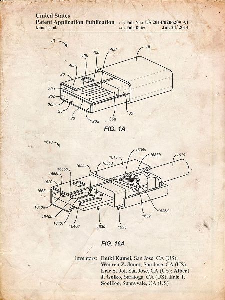 Borders, Cole 아티스트의 PP1013-Vintage Parchment Reversible USB Patent Poster작품입니다.