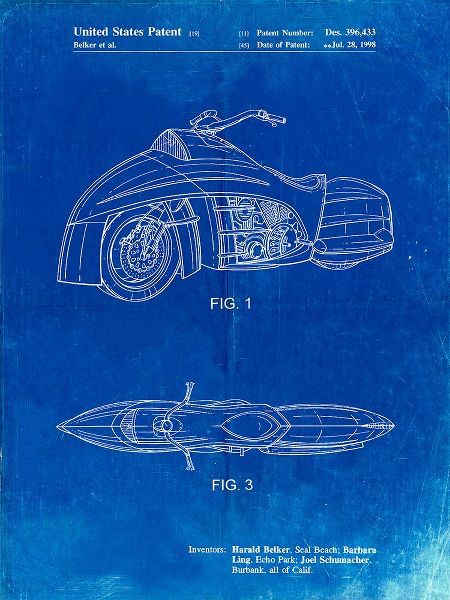 Borders, Cole 아티스트의 PP1015-Faded Blueprint Robin Motorcycle Patent Poster작품입니다.