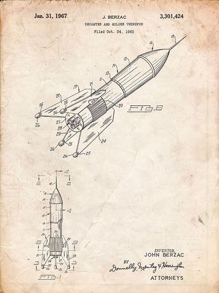 Borders, Cole 아티스트의 PP1016-Vintage Parchment Rocket Ship Concept 1963 Patent Poster작품입니다.