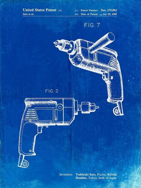 Borders, Cole 아티스트의 PP1024-Faded Blueprint Ryobi Electric Drill Patent Poster작품입니다.