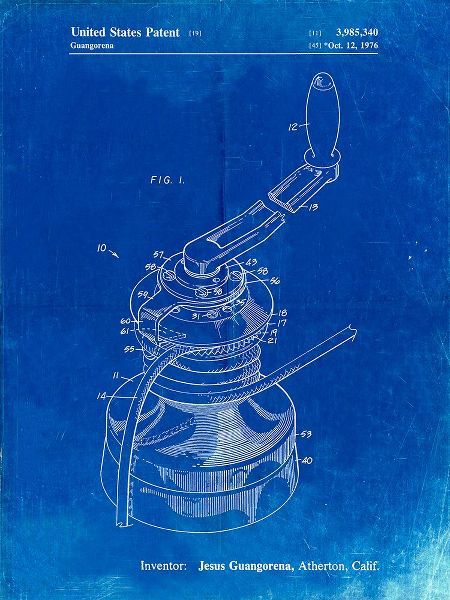 Borders, Cole 아티스트의 PP1027-Faded Blueprint Sailboat Winch Patent Poster작품입니다.