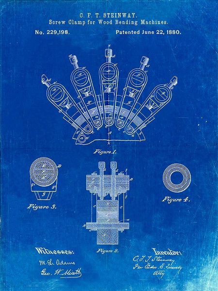 Borders, Cole 아티스트의 PP1031-Faded Blueprint Screw Clamp 1880  Patent Poster작품입니다.