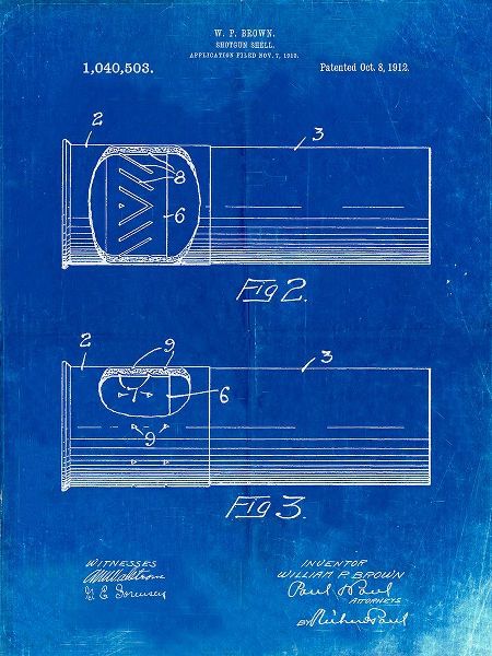 Borders, Cole 아티스트의 PP1033-Faded Blueprint Shotgun Shell Patent Print작품입니다.