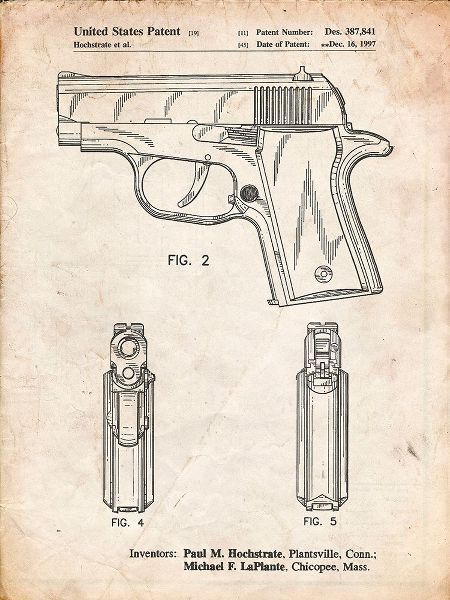 Borders, Cole 아티스트의 PP1034-Vintage Parchment Sig Sauer P220 Pistol Patent Poster작품입니다.