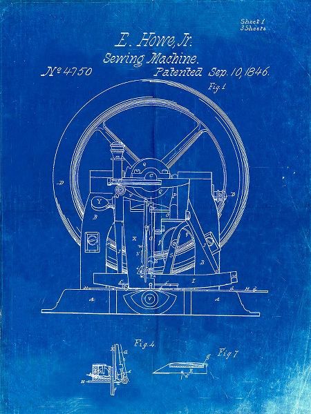 Borders, Cole 아티스트의 PP1035-Faded Blueprint Singer Sewing Machine Patent Poster작품입니다.