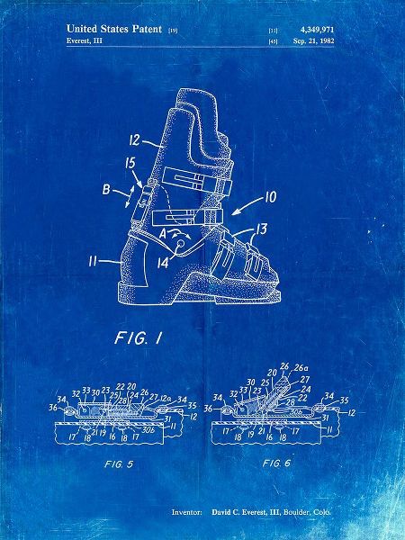 Borders, Cole 아티스트의 PP1037-Faded Blueprint Ski Boots Patent Poster작품입니다.