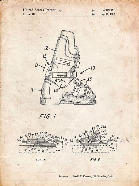 Borders, Cole 아티스트의 PP1037-Vintage Parchment Ski Boots Patent Poster작품입니다.