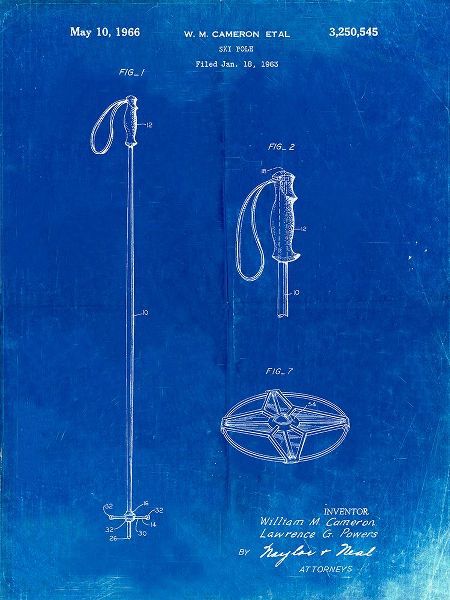 Borders, Cole 아티스트의 PP1038-Faded Blueprint Ski Pole Patent Poster작품입니다.