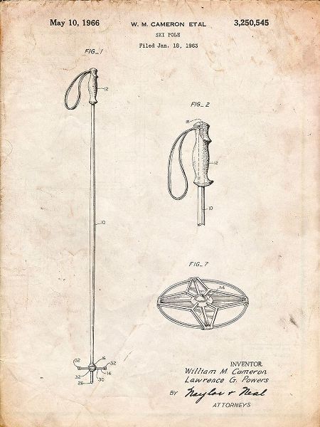Borders, Cole 아티스트의 PP1038-Vintage Parchment Ski Pole Patent Poster작품입니다.