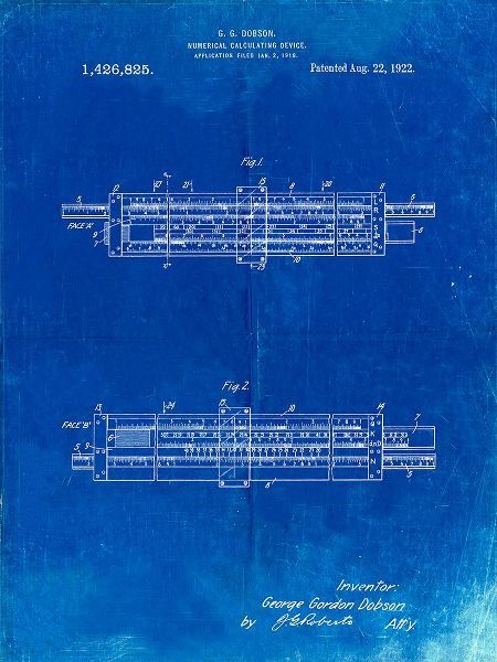 Borders, Cole 아티스트의 PP1040-Faded Blueprint Slide Rule Patent Poster작품입니다.