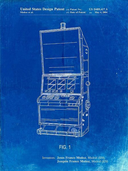 Borders, Cole 아티스트의 PP1043-Faded Blueprint Slot Machine Patent Poster작품입니다.