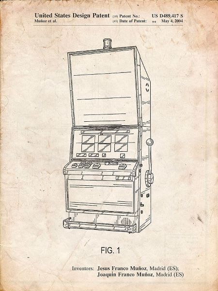 Borders, Cole 아티스트의 PP1043-Vintage Parchment Slot Machine Patent Poster작품입니다.