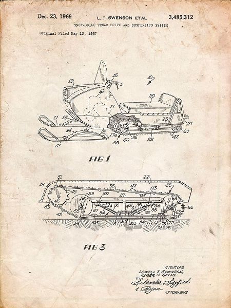 Borders, Cole 아티스트의 PP1046-Vintage Parchment Snow Mobile Patent Poster작품입니다.