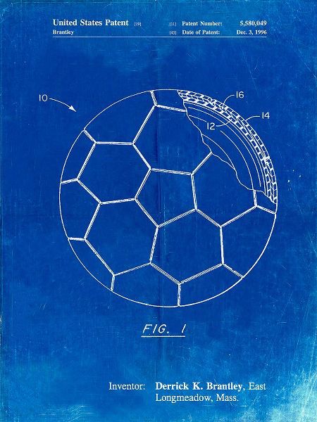 Borders, Cole 아티스트의 PP1047-Faded Blueprint Soccer Ball Layers Patent Poster작품입니다.