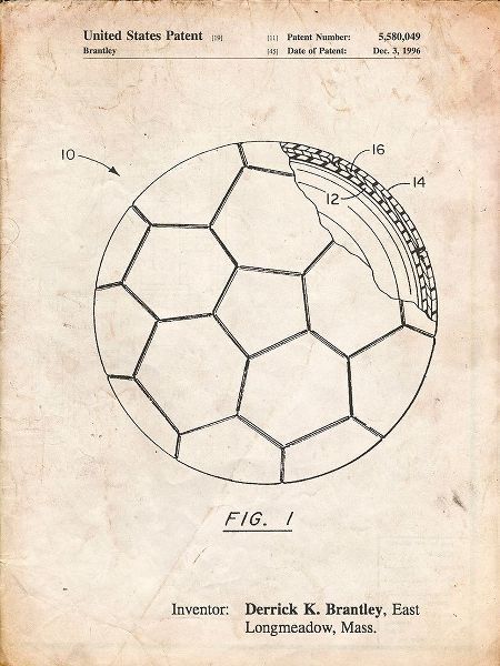 Borders, Cole 아티스트의 PP1047-Vintage Parchment Soccer Ball Layers Patent Poster작품입니다.