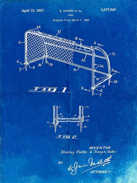 Borders, Cole 아티스트의 PP1048-Faded Blueprint Soccer Goal Patent Art작품입니다.