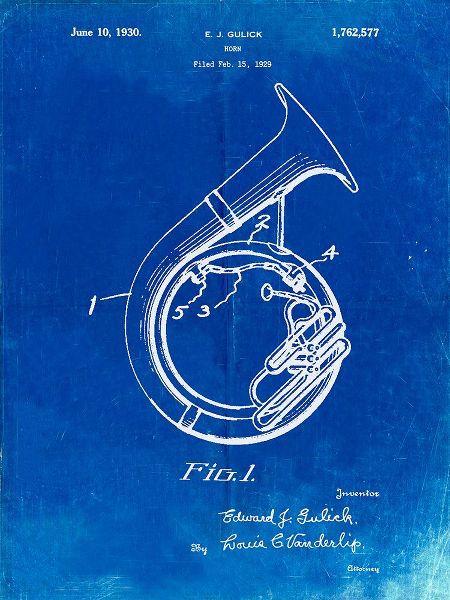 Borders, Cole 아티스트의 PP1049-Faded Blueprint Sousaphone Patent Poster작품입니다.