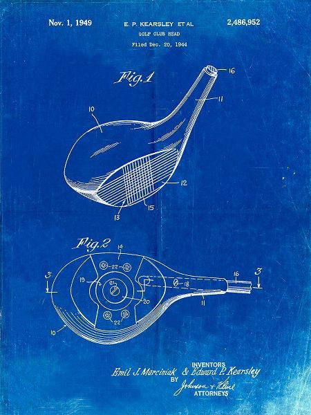 Borders, Cole 아티스트의 PP1050-Faded Blueprint Spalding Golf Driver Patent Poster작품입니다.