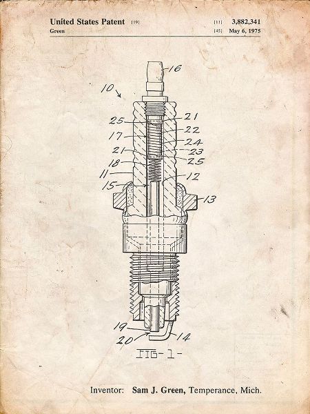 Borders, Cole 아티스트의 PP1051-Vintage Parchment Spark Plug Patent Poster작품입니다.