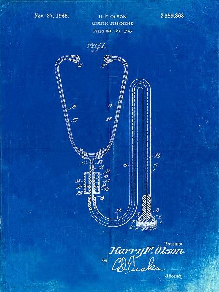 Borders, Cole 아티스트의 PP1066-Faded Blueprint Stethoscope Patent Poster작품입니다.