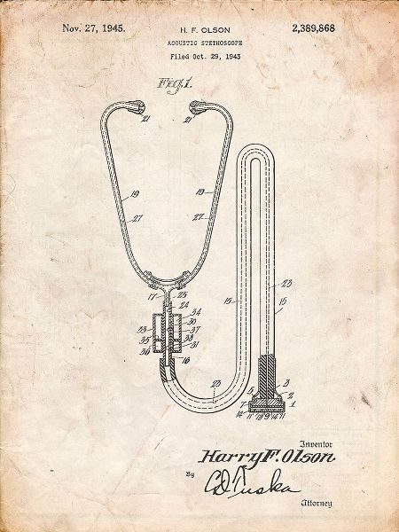 Borders, Cole 아티스트의 PP1066-Vintage Parchment Stethoscope Patent Poster작품입니다.