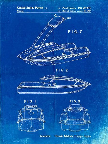 Borders, Cole 아티스트의 PP1076-Faded Blueprint Suzuki Jet Ski Patent Poster작품입니다.