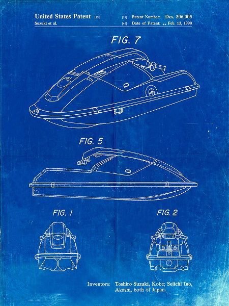 Borders, Cole 아티스트의 PP1077-Faded Blueprint Suzuki Wave Runner Patent Poster작품입니다.