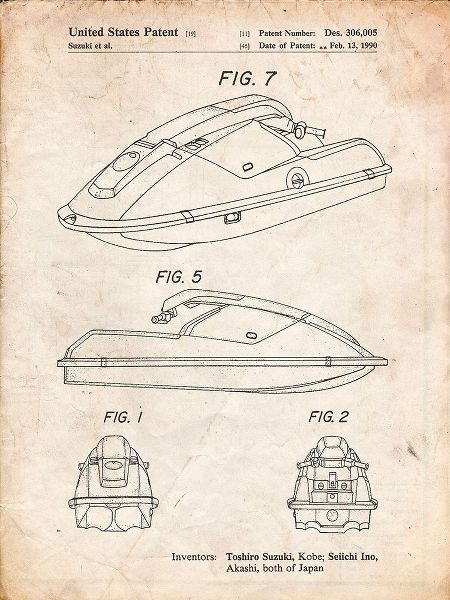 Borders, Cole 아티스트의 PP1077-Vintage Parchment Suzuki Wave Runner Patent Poster작품입니다.