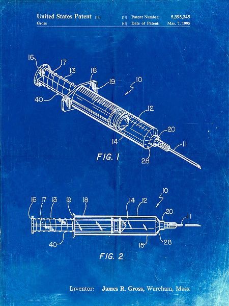 Borders, Cole 아티스트의 PP1080-Faded Blueprint Syringe Patent Poster작품입니다.