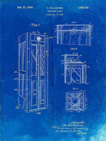 Borders, Cole 아티스트의 PP1088-Faded Blueprint Telephone Booth Patent Poster작품입니다.