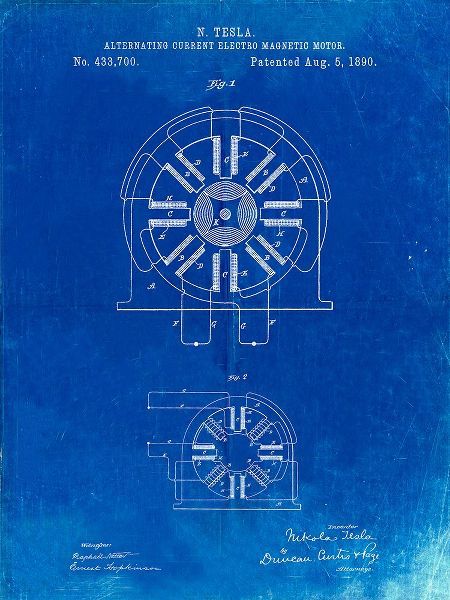 Borders, Cole 아티스트의 PP1092-Faded Blueprint Tesla Coil Patent Poster작품입니다.