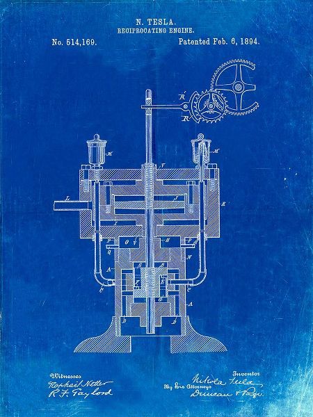 Borders, Cole 아티스트의 PP1094-Faded Blueprint Tesla Reciprocating Engine Poster작품입니다.