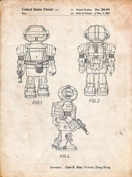 Borders, Cole 아티스트의 PP1101-Vintage Parchment Toby Talking Toy Robot Patent Poster작품입니다.