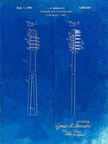 Borders, Cole 아티스트의 PP1102-Faded Blueprint Toothbrush Flexible Head Patent Poster작품입니다.