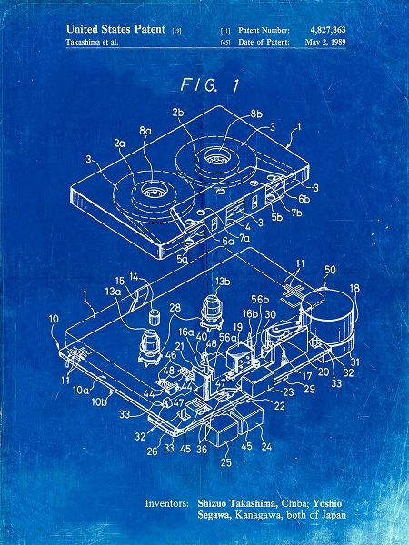 Borders, Cole 아티스트의 PP1104-Faded Blueprint Toshiba Cassette Tape Recorder Patent Poster작품입니다.