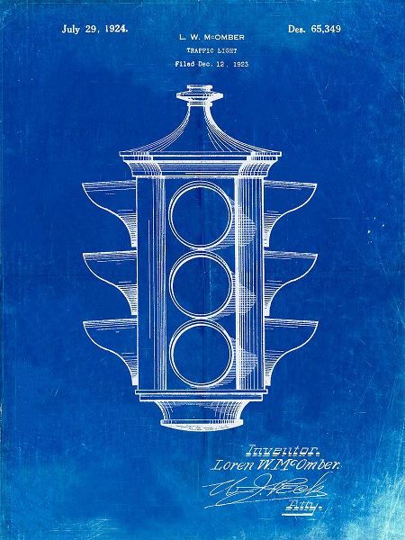 Borders, Cole 아티스트의 PP1109-Faded Blueprint Traffic Light 1923 Patent Poster작품입니다.