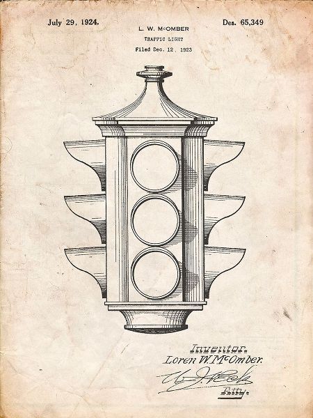 Borders, Cole 아티스트의 PP1109-Vintage Parchment Traffic Light 1923 Patent Poster작품입니다.