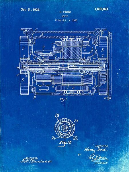 Borders, Cole 아티스트의 PP1110-Faded Blueprint Train Transmission Patent Poster작품입니다.