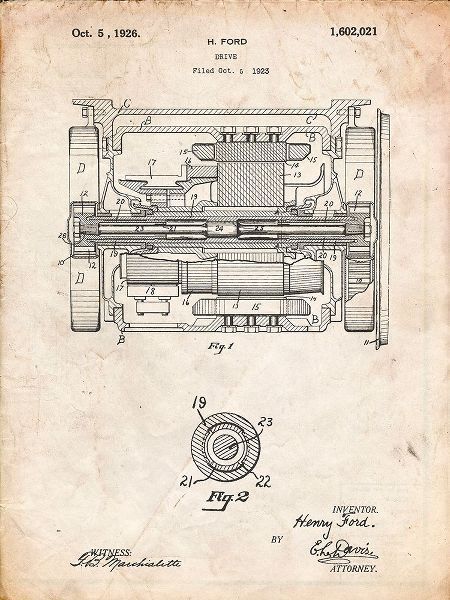 Borders, Cole 아티스트의 PP1110-Vintage Parchment Train Transmission Patent Poster작품입니다.