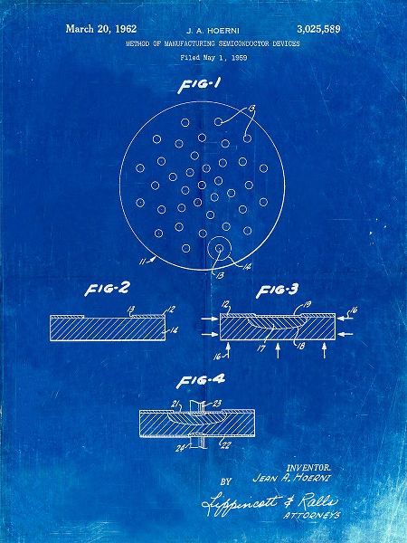 Borders, Cole 아티스트의 PP1113-Faded Blueprint Transistor Semiconductor Patent Poster작품입니다.